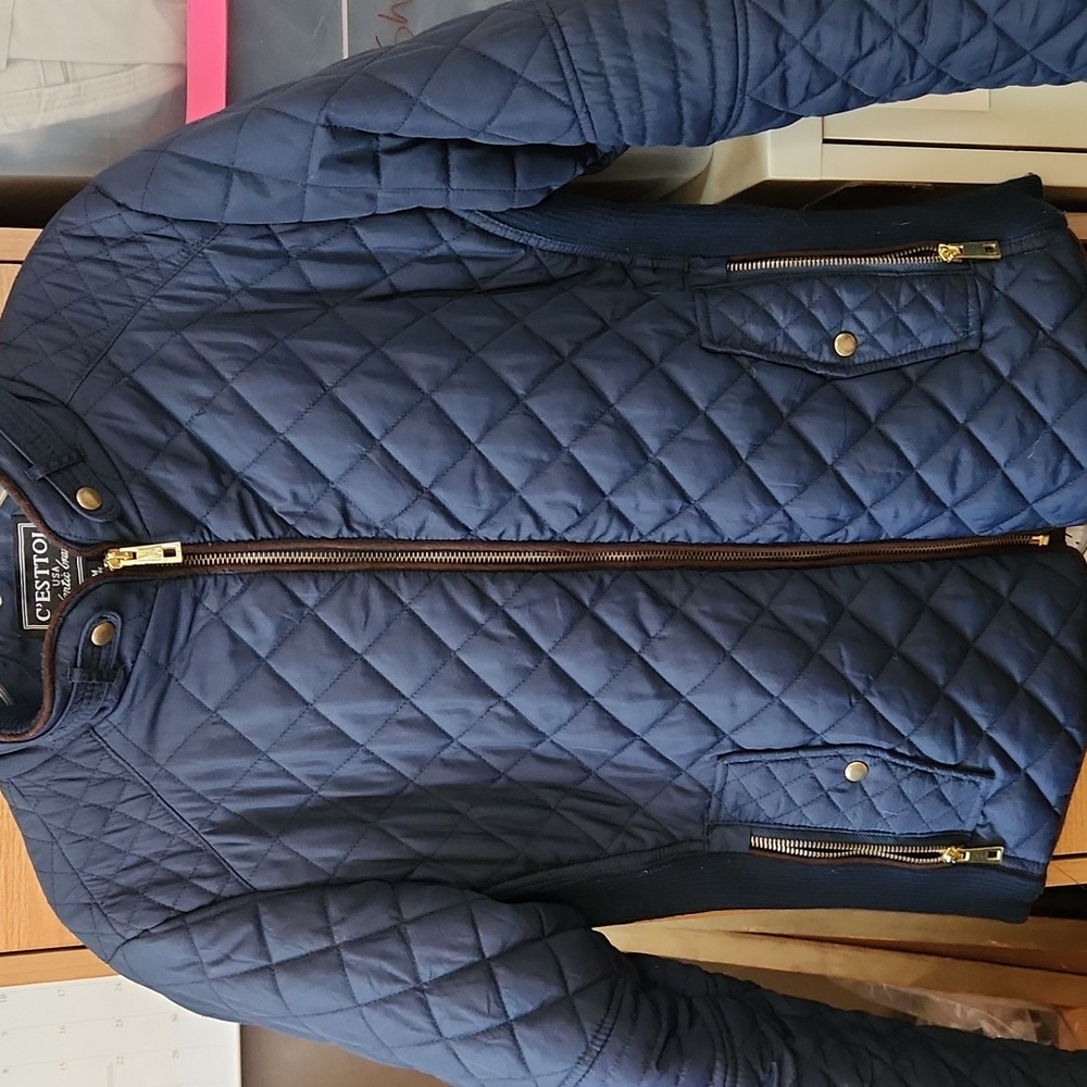 C'Esttoi Navy Jacket Gold hardware Brown trim - Picture 6 of 6